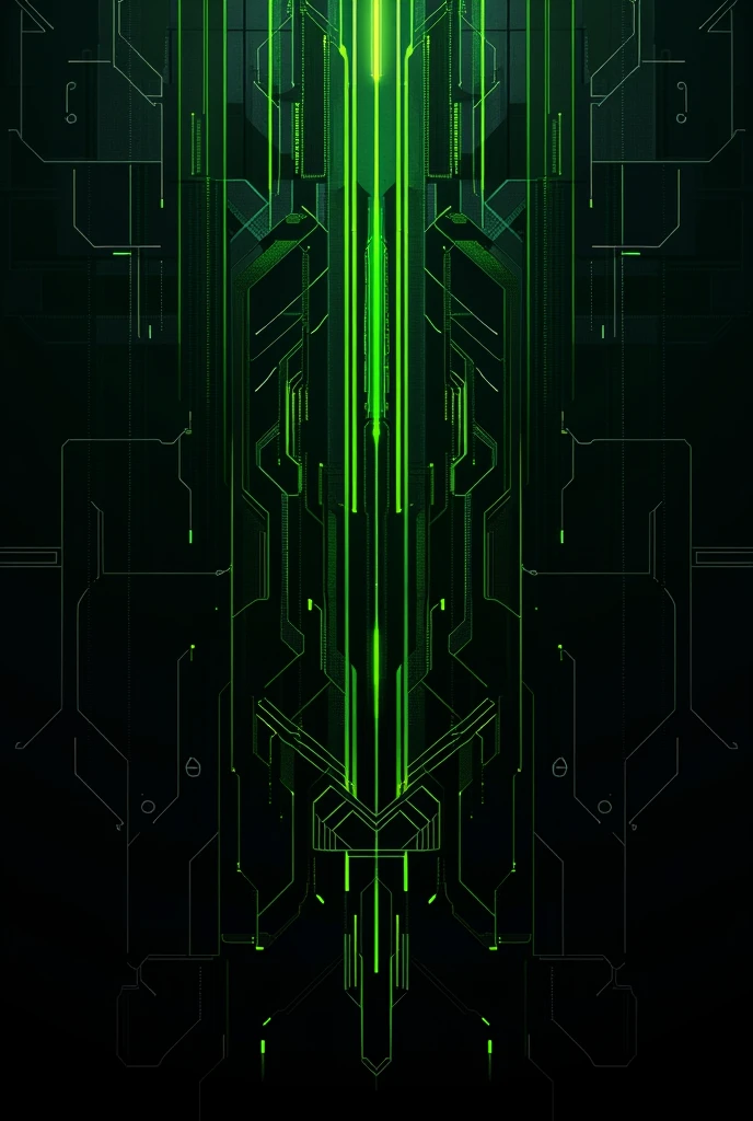 A poster with green and black tech background dark theme