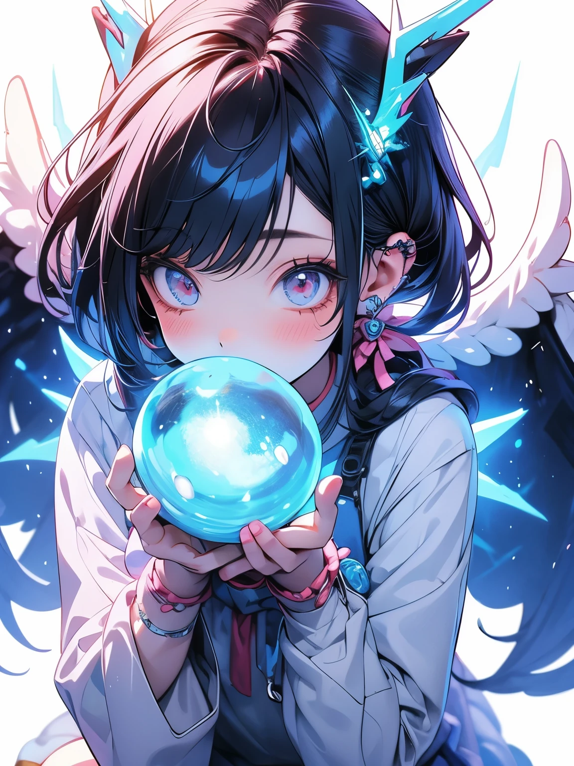 Cute fantasy anime girl, electric, thunderbolt