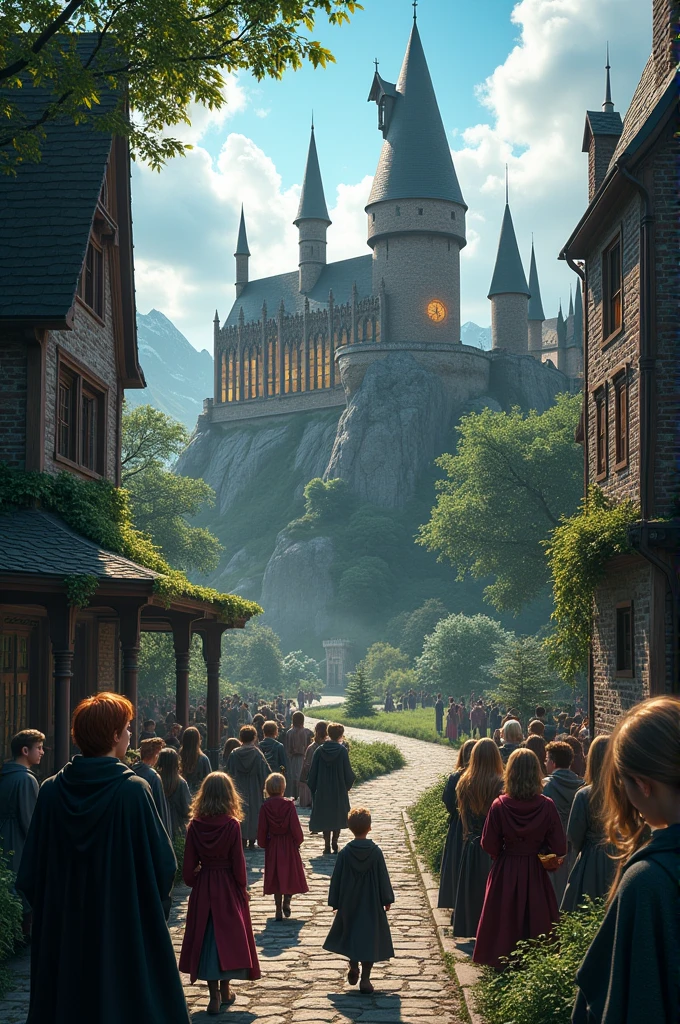 make a square Hogwarts scene with all the Harry Potter characters