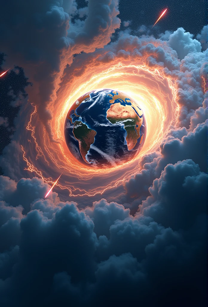 starry sky,planet Earth,Tornado,lightning strike,meteors vvv