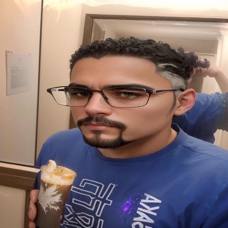 there is a man taking a selfie in the mirror, with nerdy cups and goatee, with cups and goatee, with nerdy! cups! and goatee, around 1 , taken at the beginning of 2020, without mustache, André Rios, profile picture with headshot, 8k selfie photograph, thin and tiny mustache, no beard work of art, (absurderes, high resolution, ultra detaild), (offcial art, beautiful and aesthetic:1.2), (black art, erosion, Fractal Art :1.3), colorfully, horor, More Detailed, make a phoenix, a legendary animal, green and white mythological animal, with a fierce flame, that shows infinite beauty, 4k resolution, high qualiy, very detailed,