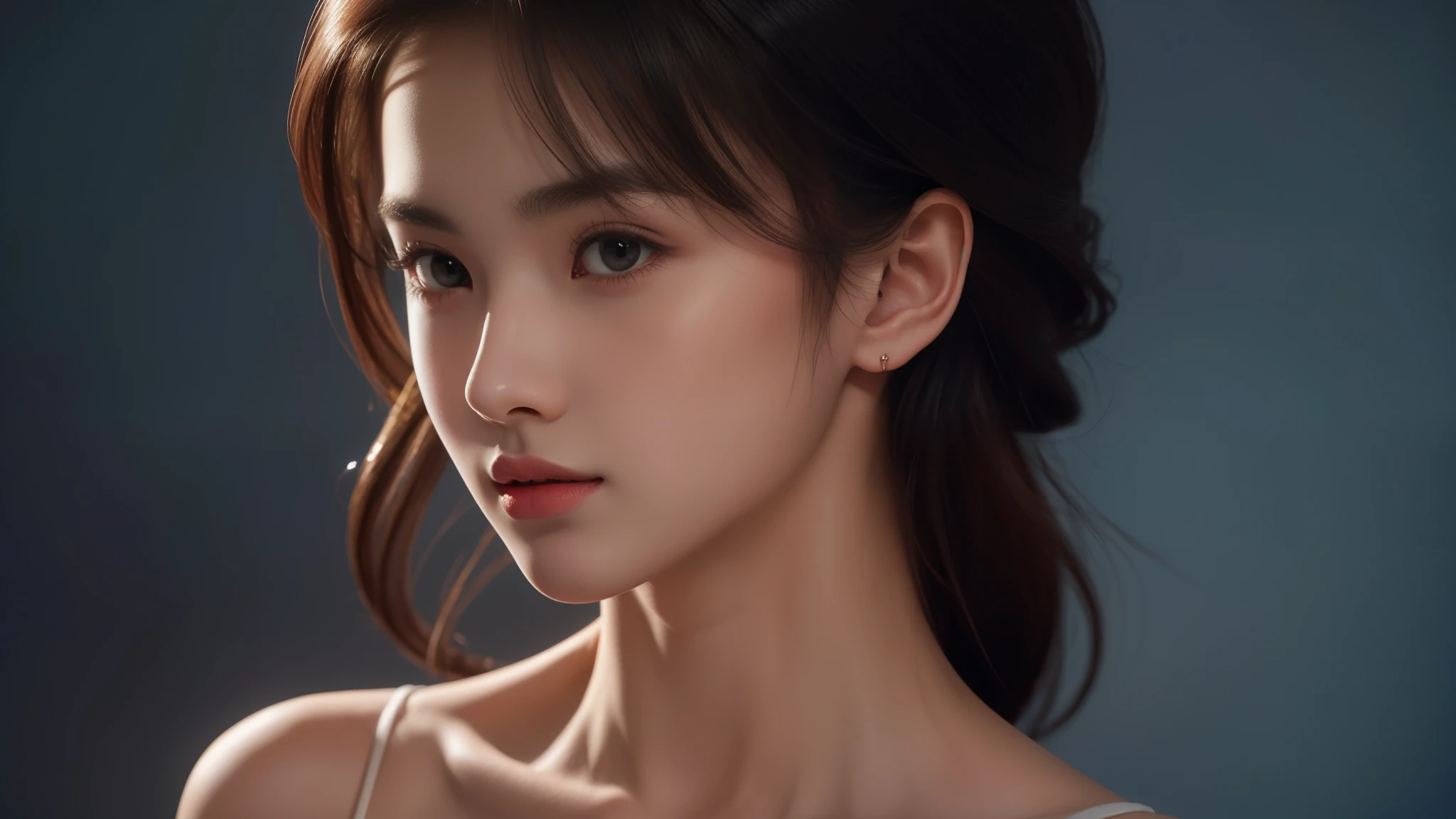 The portrait artwork of a beautiful girl with the theme of light and darkness, ultra-sharp CG at 16k resolution, a masterpiece, Excellent image quality, Very delicate), (Great light and shadow, Exquisite and beautiful), Really smooth skin, Bright face, Displaying near-perfect 18k quality, versatile, lovely.