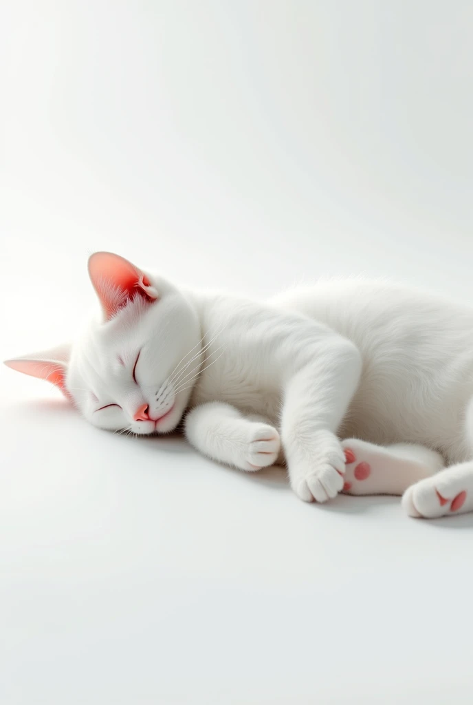 cat sleeping, white background, Masterpiece, best quality, high quality, extremely detailed CG unity 8k wallpaper, award winning photography, bokeh, depth of field, HDR, bloom, chromatic aberration, photorealism, very detailed, trending on artstation, trending on CGsociety, intricate, high detail, dramatic, midjourney art
