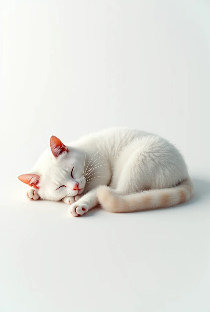 cat sleeping, white background, Masterpiece, best quality, high quality, extremely detailed CG unity 8k wallpaper, award winning photography, bokeh, depth of field, HDR, bloom, chromatic aberration, photorealism, very detailed, trending on artstation, trending on CGsociety, intricate, high detail, dramatic, midjourney art