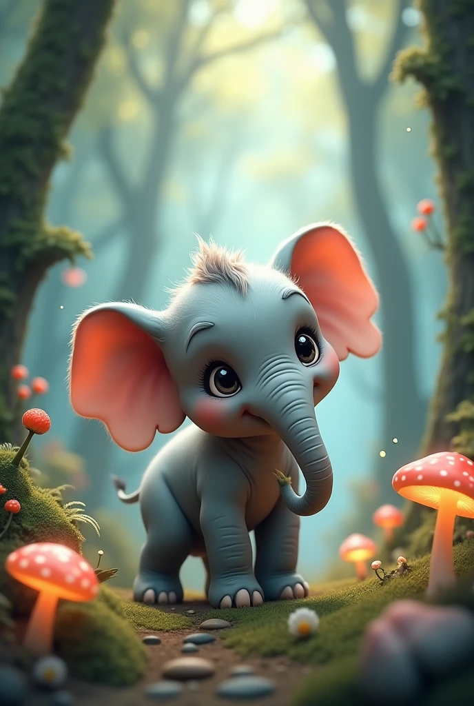 A cute little elephant with a fantasy feel。Fantasy Forest。