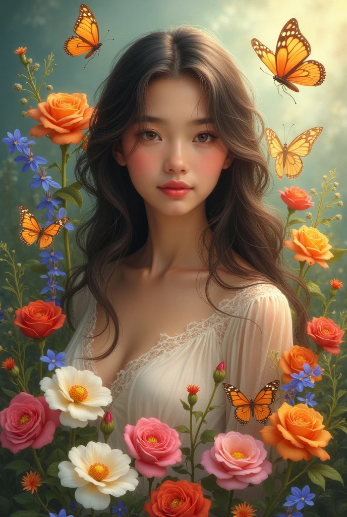 Name "moraima" With flowers and butterflies 