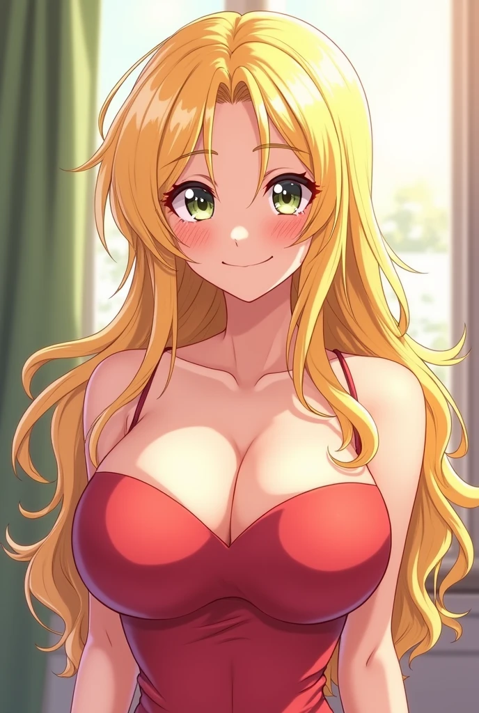 Blonde Girl Anime Senpai Onichan with very big boobs