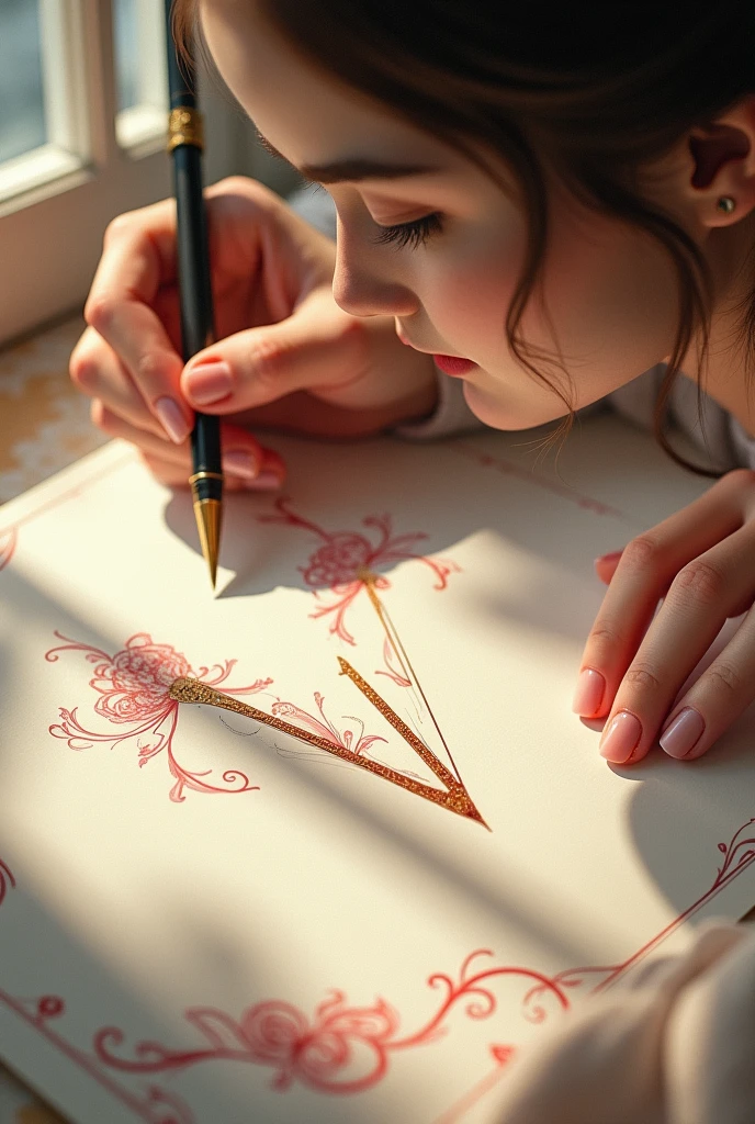 Letter v writing in girls