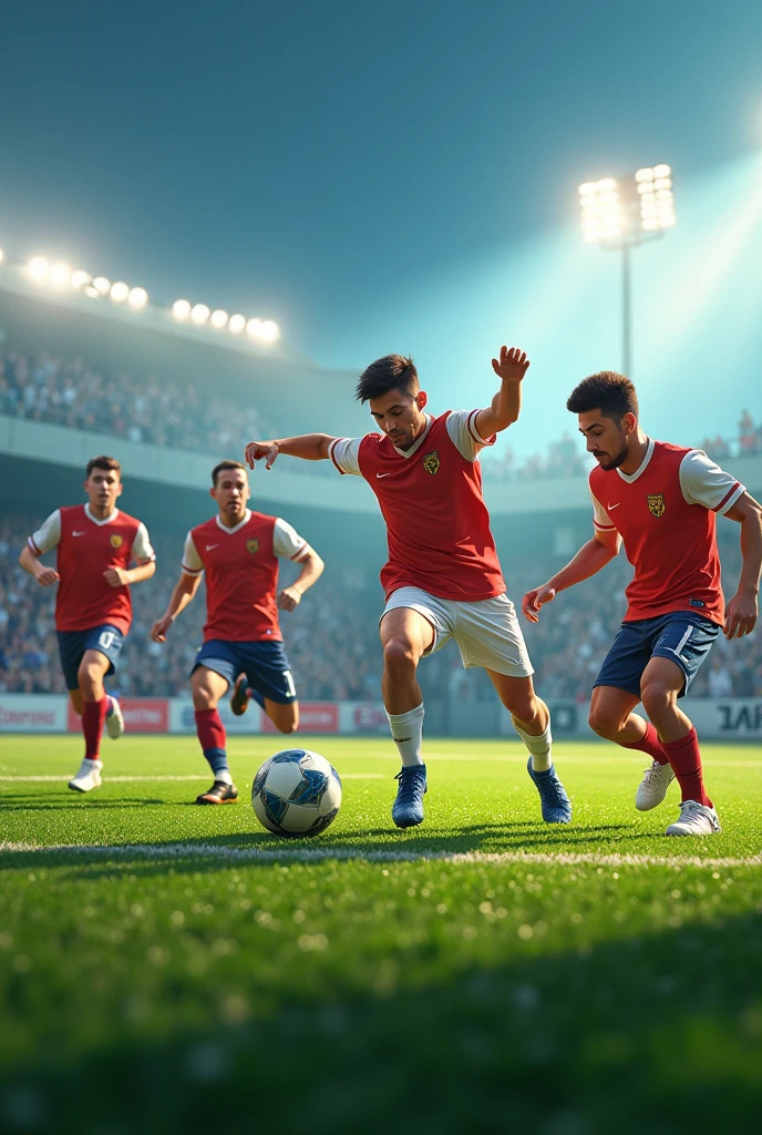Guys playing football in turf