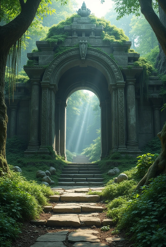 Old temple entrance in forest