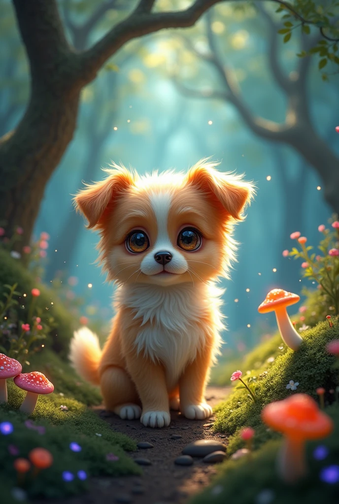 Fantasy little dog。Fantasy Forest。
