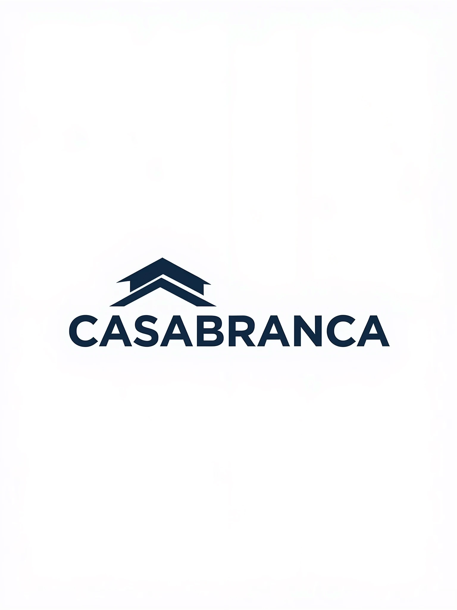 Design a logo for a construction and renovation company named 'Casabranca'. The logo should feature strong, clean lines forming the outline of a house or building to represent expertise and technical precision. Use a white background to convey simplicity and cleanliness. Incorporate deep blue and dark gray colors, which evoke feelings of security and reliability according to color psychology. The company name 'Casabranca' should be displayed in a modern, bold font seamlessly integrated with the graphic elements to reflect dynamism and modernity --iw