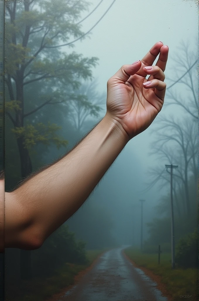 A rough oil paint of my arm feeling cold from the fog ang morning breeze