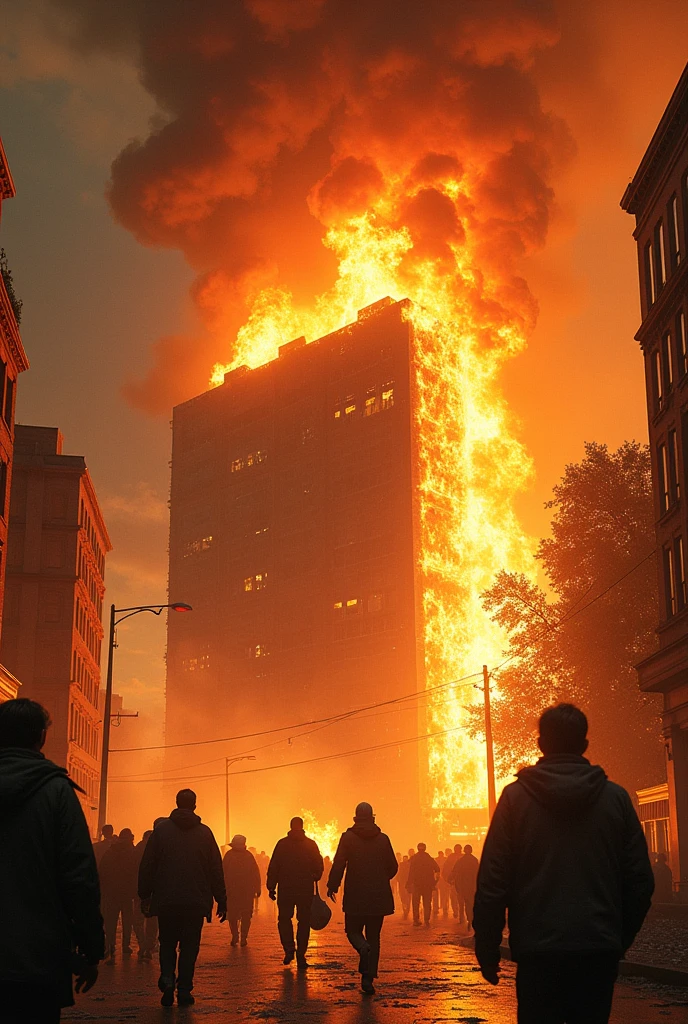 Create an image of a fire in a building