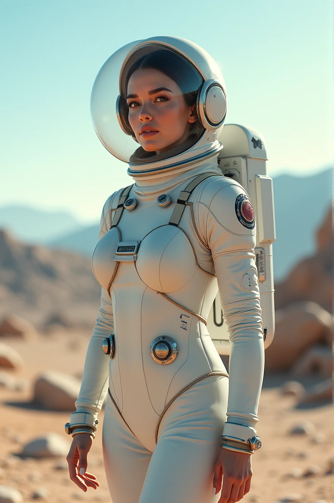 Astronaut with a light green helmet and a red beanie and light green color