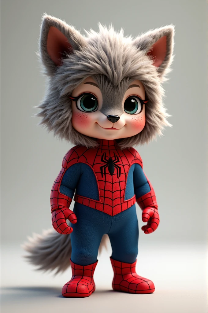 Little Spiderman dressed as a wolf
