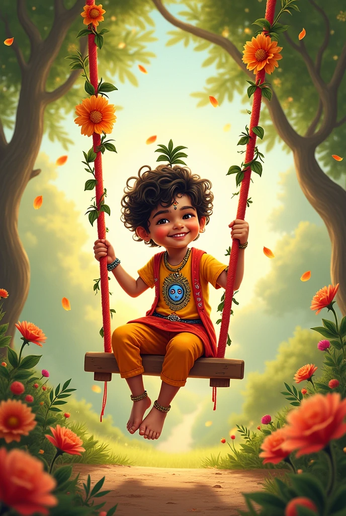  cute Photo of Krishna ji swinging on a swing. More