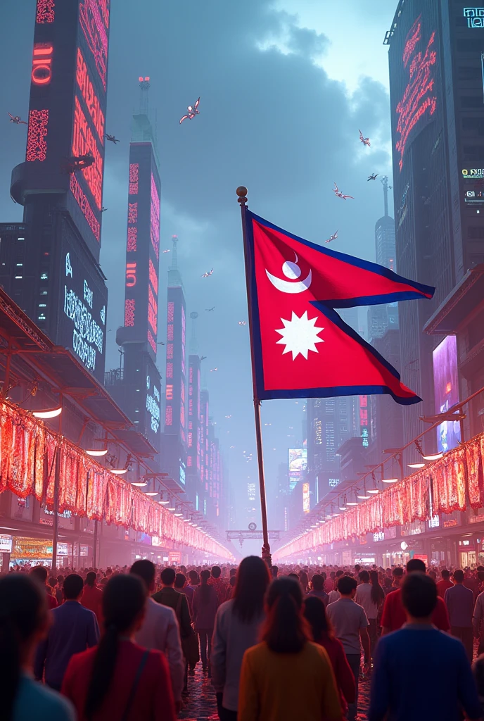 Ai future KTM city Nepali flag celebrating Nepali festival