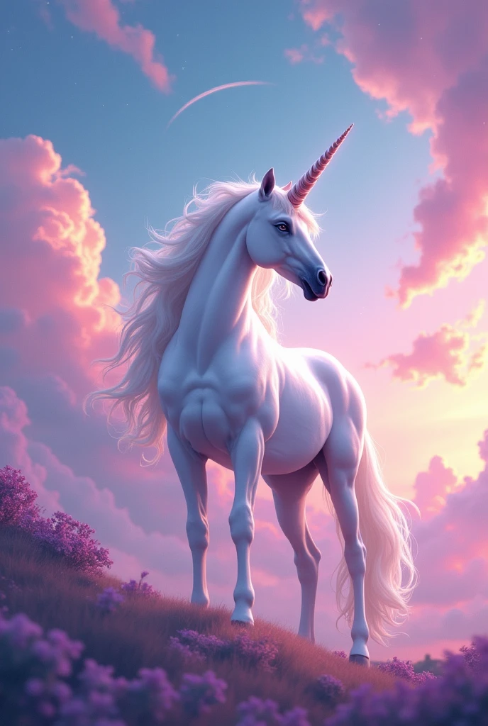 Unicorn and colorful sky
