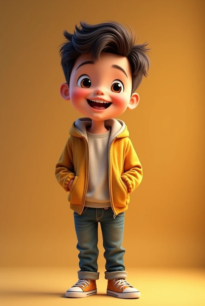 "A cute and charming boy in casual clothes., Smile brightly, Has the characteristics of being a happy and charitable person., Be in a warm and friendly environment"