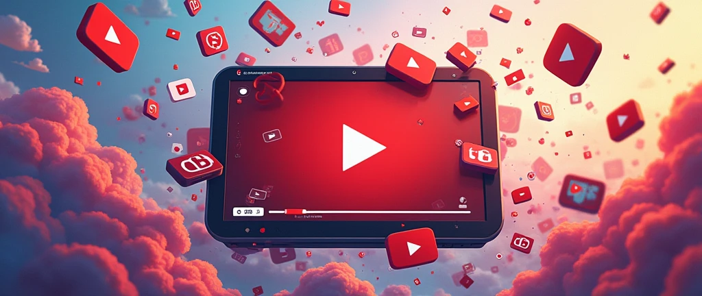 youtube video player framed mockup, ramdomly likes logos, ramdomly subscribe logos, emojis, ramdomly youtube logos, digital painting concept art, playful and dynamic in composition