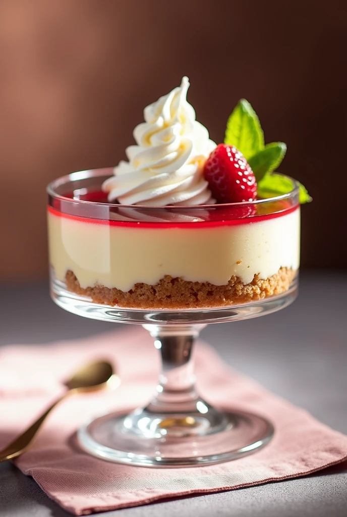 Sweet cheesecake in a glass