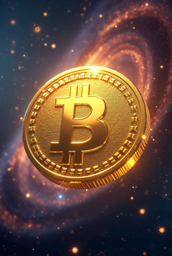 Game icon Inside a gold coin , and galaxy is background.
