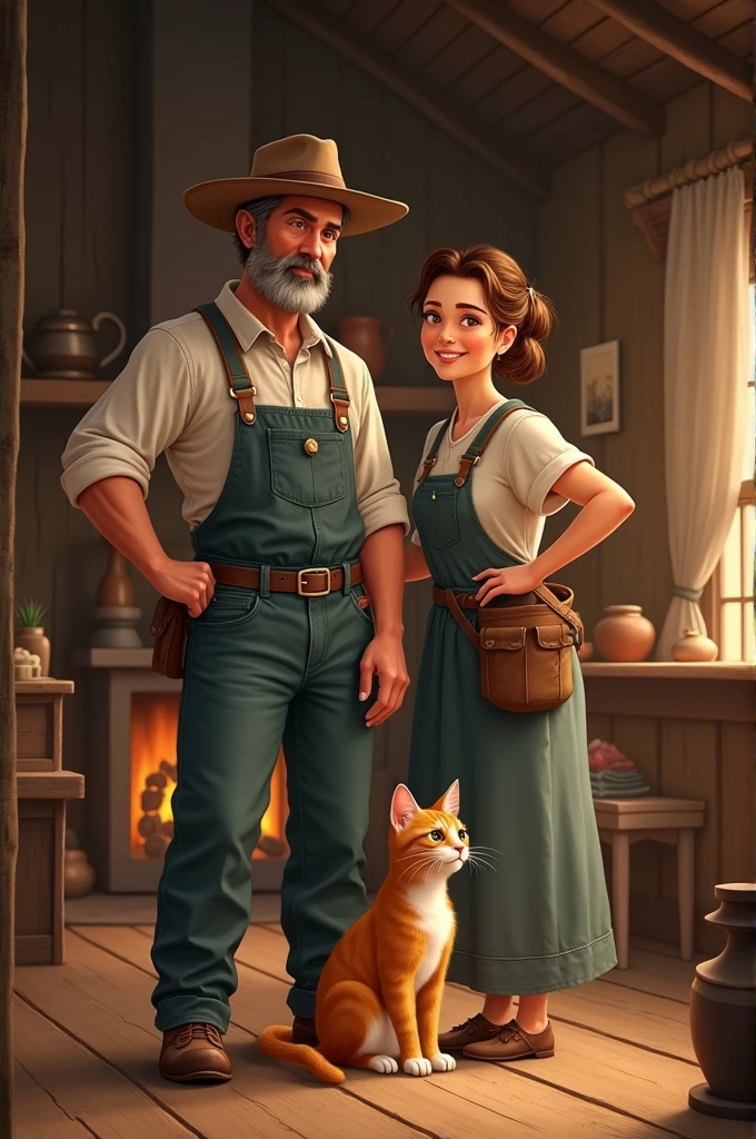The farmer, his wife, and their cat