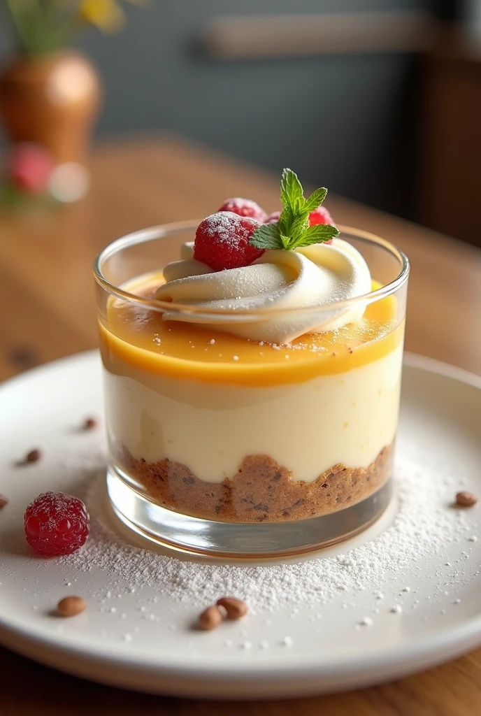 Sweet cheesecake in a glass