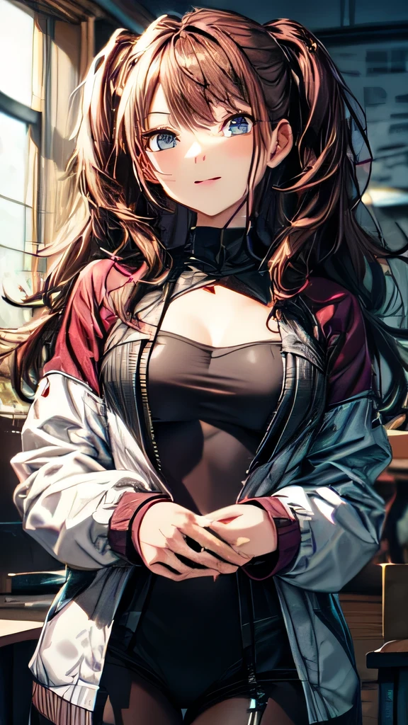 Very delicate,
beautiful girl,
BREAK,
8k,
Highest quality,
masterpiece,
Super adopted,
Ultra-detailed,
Ultra-fine illustrations,
BREAK,
Active Pause, Dynamic Angle,
indoor,
Shiny,
bright,
Rim Light,
BREAK,
one person,
alone,
Perfect female body,
Big Hair,
Fluffy hair,
Air Van,
Long bangs between the eyes,
Round face,
Blue eyes,
smile, Open your mouth,
Medium sized, well-proportioned chest,

全身像

BREAK,Student uniform