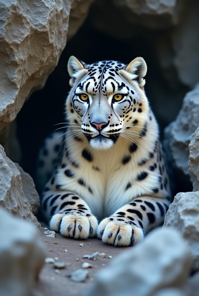 A Rare Snow Leopard Camouflaged Among the Rocks**: Photograph the elusive snow leopard in its natural habitat, blending in with the rocky terrain, showcasing its incredible camouflage abilities and the challenge of spotting such a rare creature.