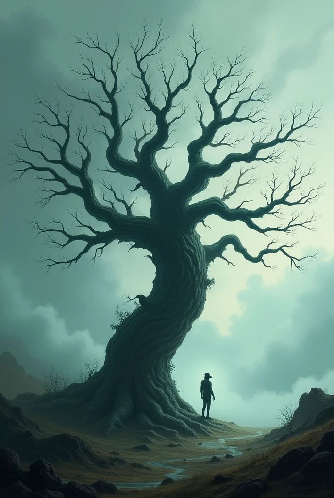 dead tree, 2d illustration, fantasy style. 