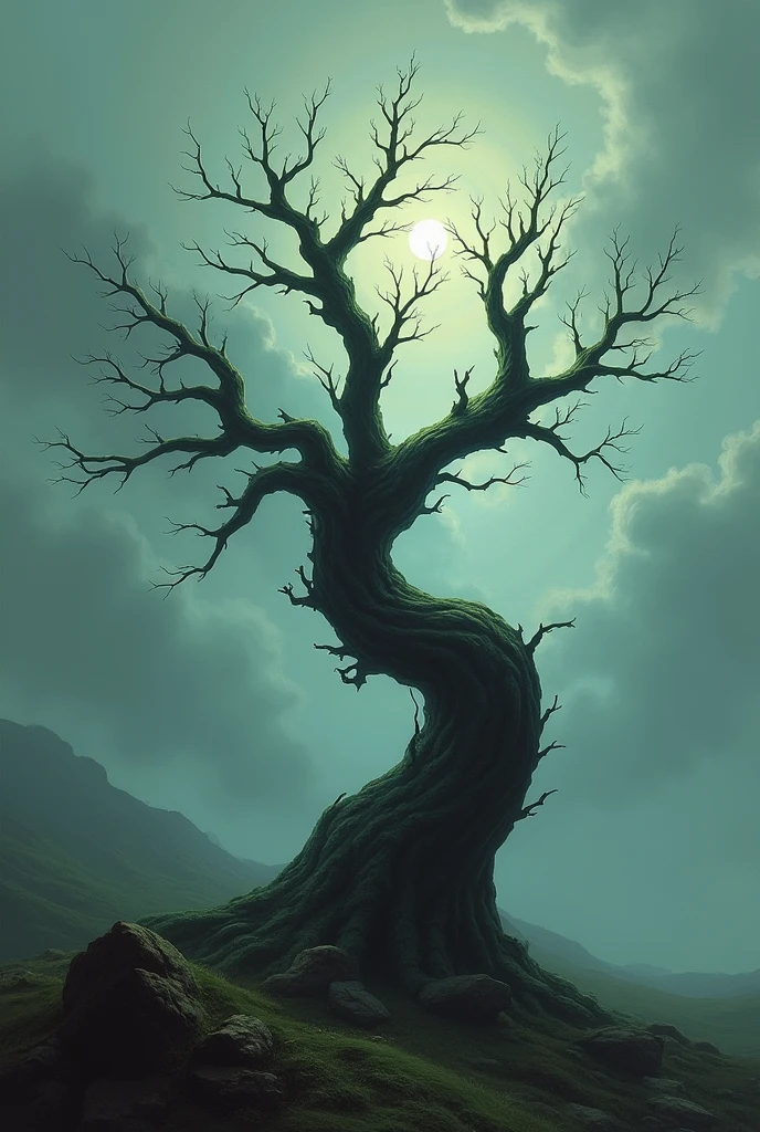 dead tree, 2d illustration, fantasy style. 