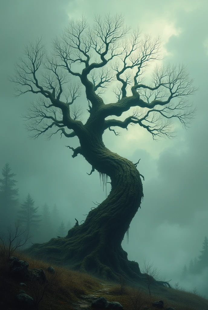 dead tree, 2d illustration, fantasy style. 