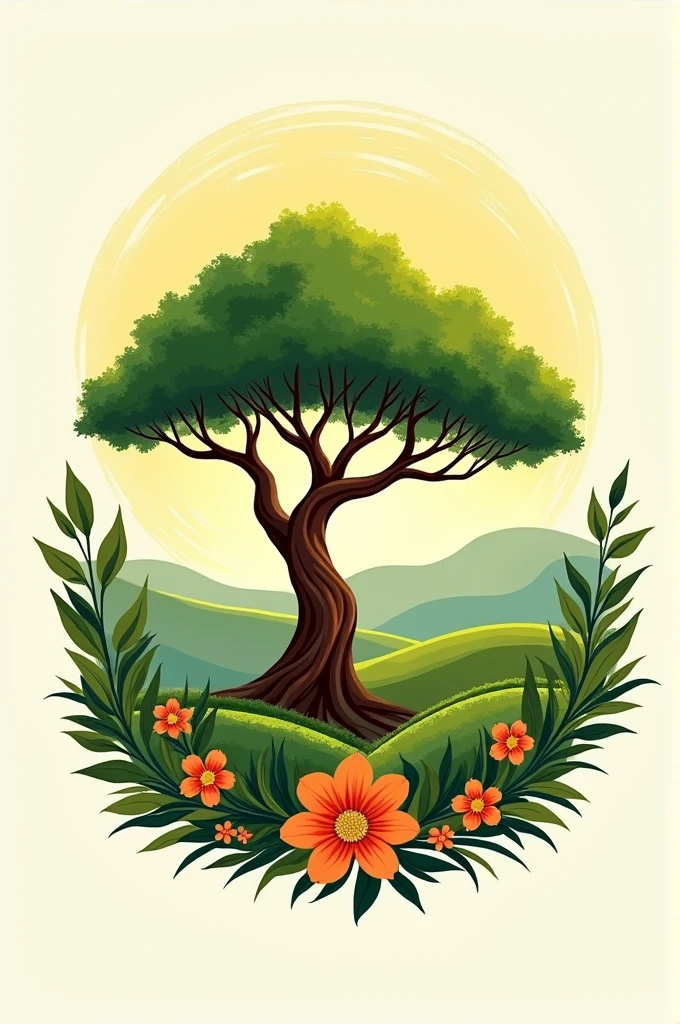 Konkani style logo with trees and landscape