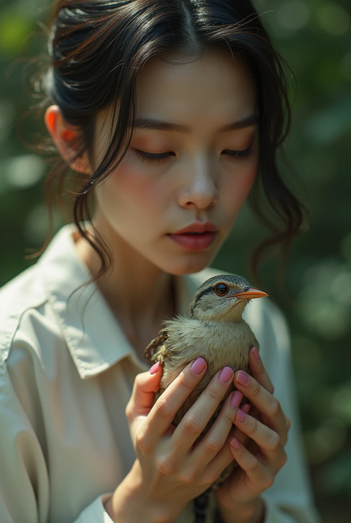 With the help of a beautiful girl&#39;s skillful hands and plump lips.A dejected rotten bird was actually blown away by her..