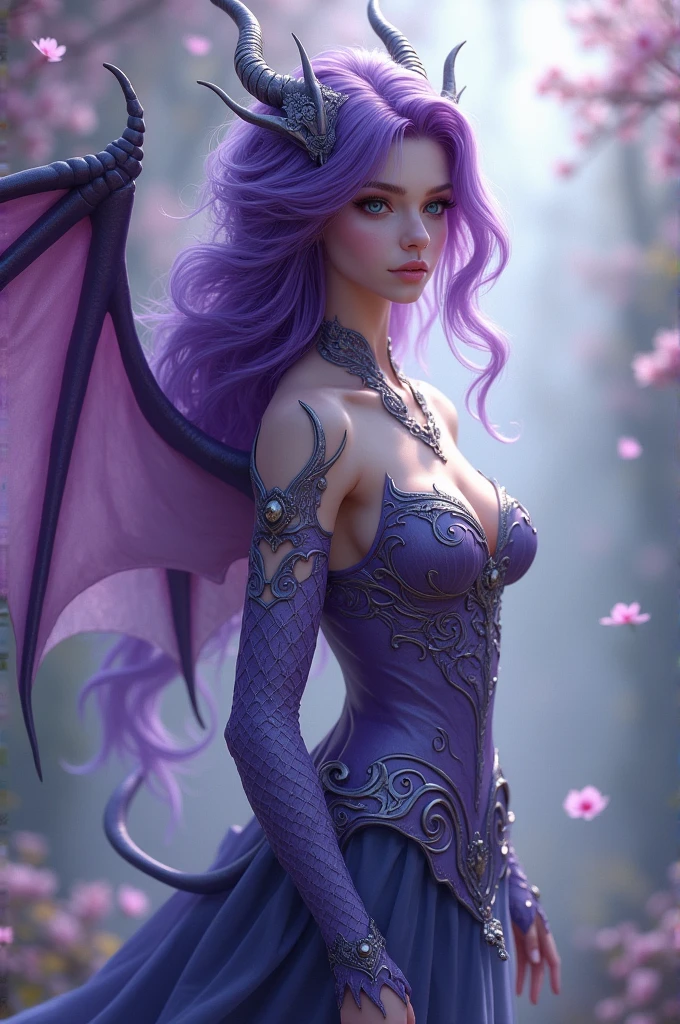 Female, dragon girl with purple hair.