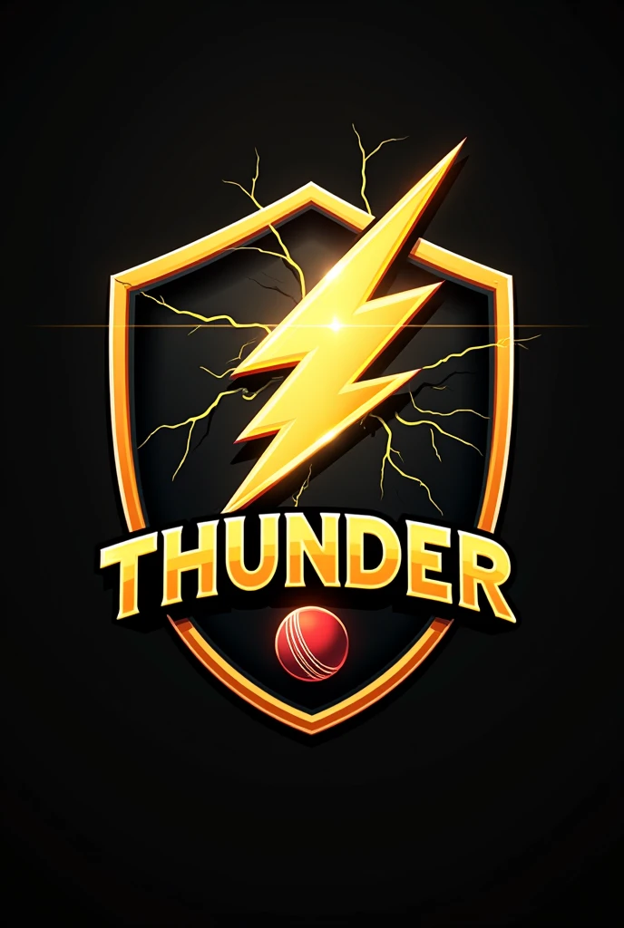 Give me a logo for tshirt where it should resume thunder,cricket and colour are black and golden Witb thunder written on it