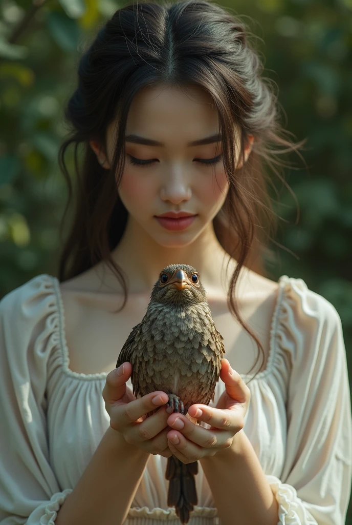 With the help of a beautiful girl&#39;s skillful hands and plump lips.A dejected rotten bird was actually blown away by her..