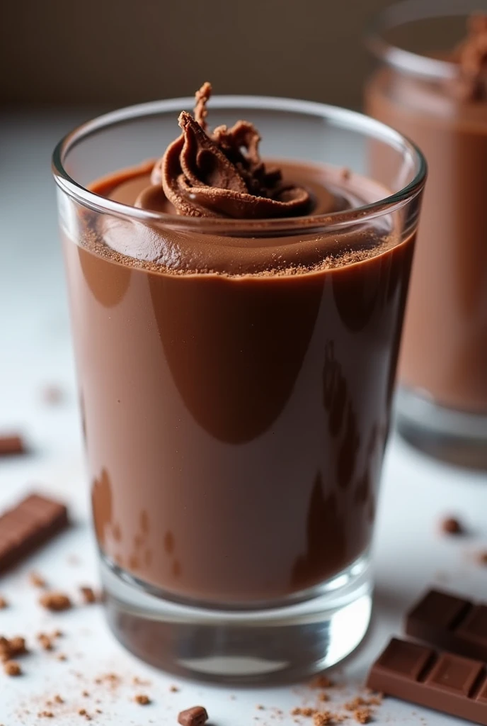 homemade dark chocolate mousse in a glass