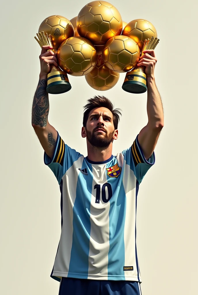 Messi with the 8 Golden Balls