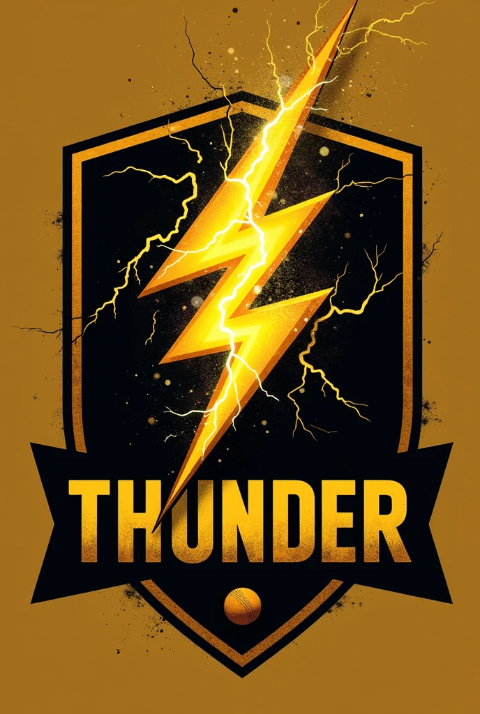 Give me a logo for tshirt where it should resume thunder,cricket and colour are black and golden Witb thunder written on it