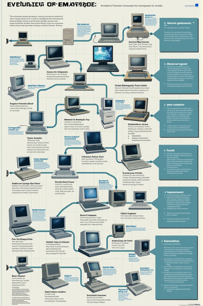 Create a timeline of generations of computer evolution 
