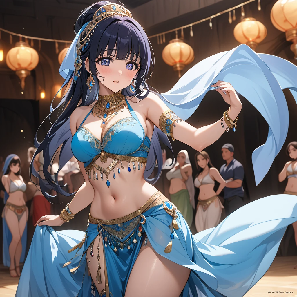 ((Highest quality)), ((masterpiece)), (detailed), （Perfect Face）、The woman is Reika Aoki with semi-long hair、A woman is dancing Turkish belly dance in a Turkish belly dance dress in Turkey