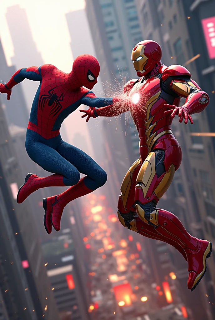 A spider man fight iron man 
