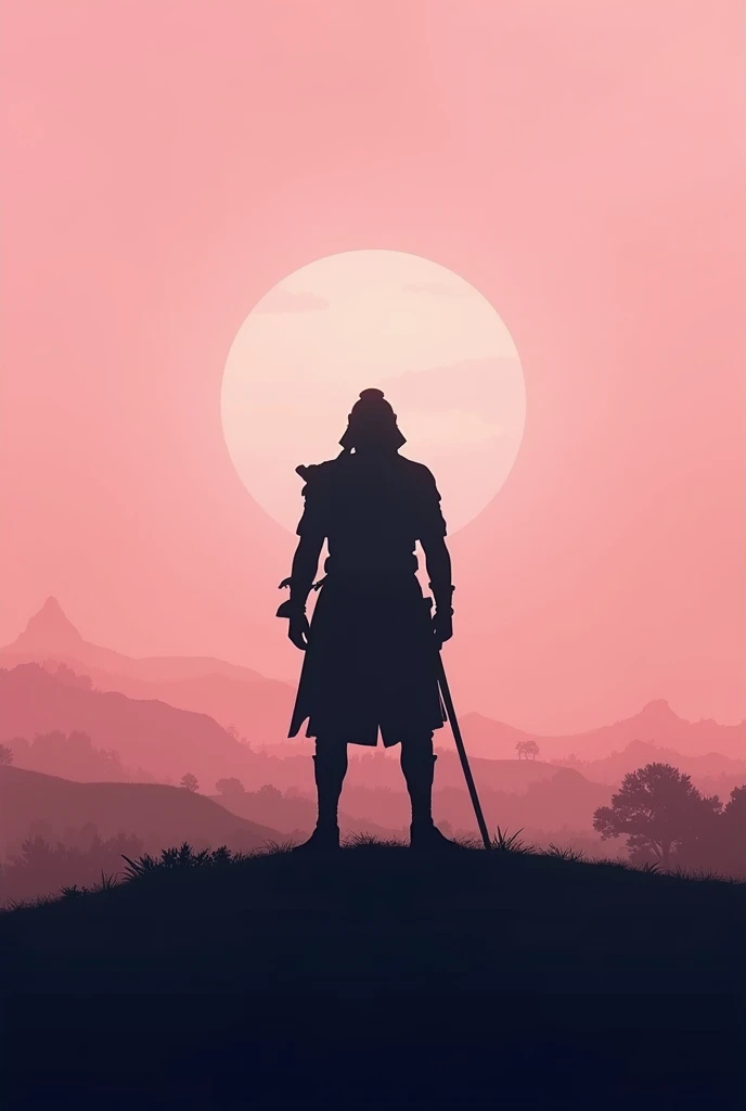 A soldier shadow standing on the kurukshetra war and light pink colour sky the image like cinematic
