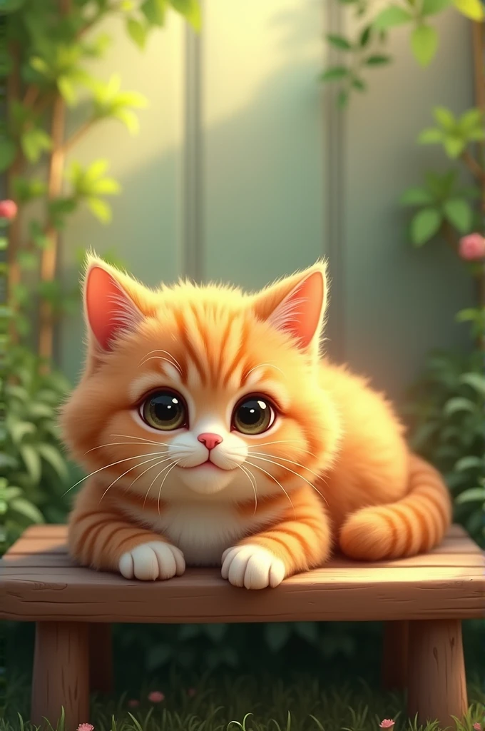cute cat on bench
