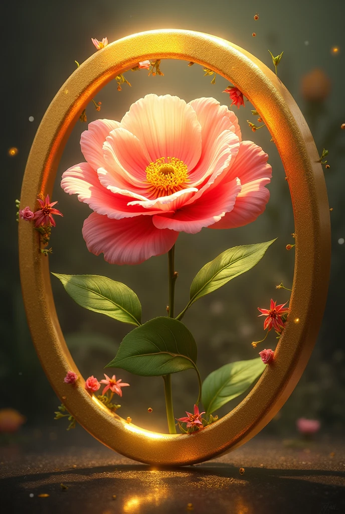 Flower inside a gold coin