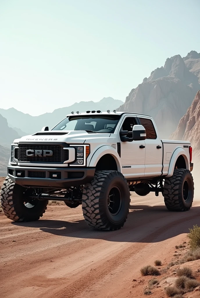 White 6-wheel side pickup truck

