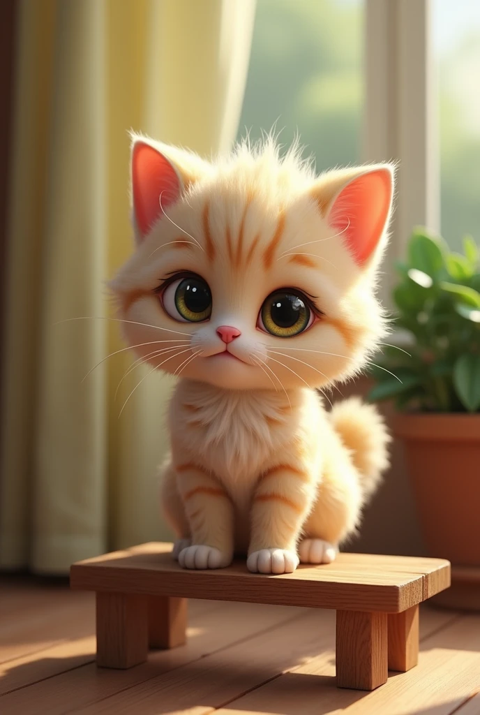 cute cat standing on bench
